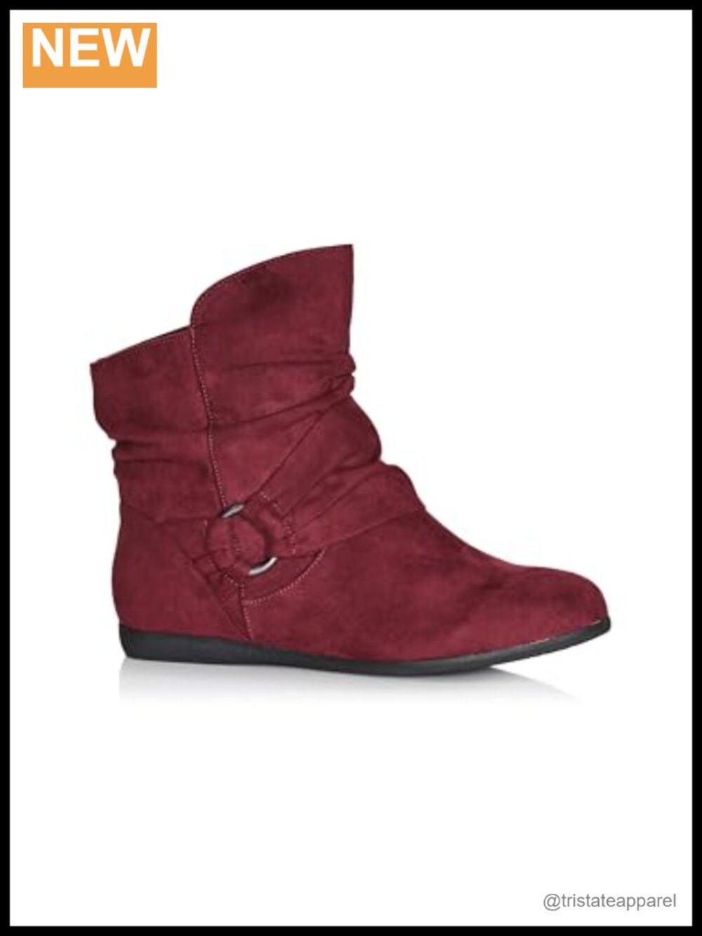 Wide Fit Faux Suede Ankle Boots Round Toe Block Heel Slip On